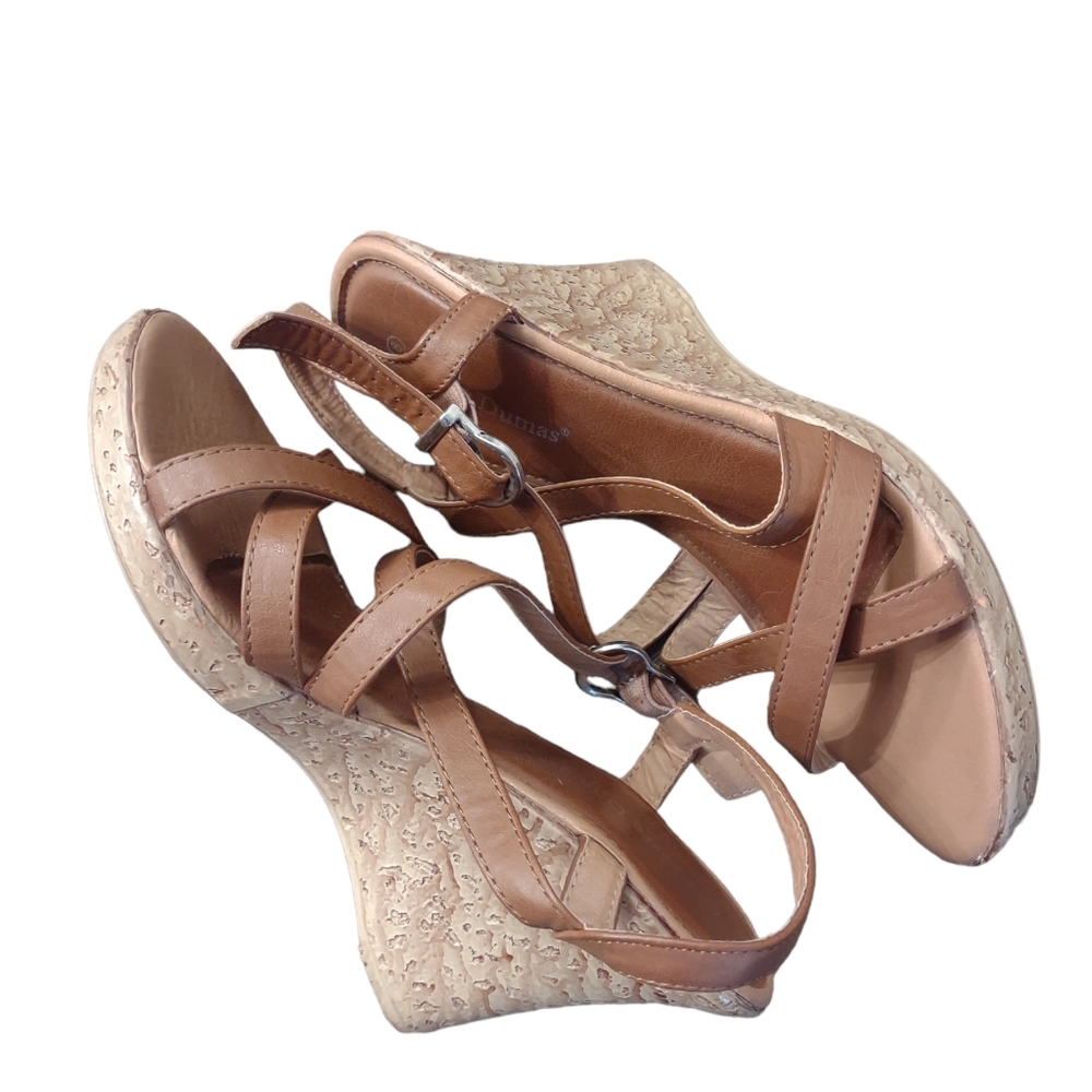 Pierre Dumas Tan Wedge Heels Size 8